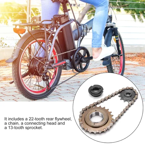 Miniatura 4 de Kit de cadena de piñón, piñón de diente 13T+38 eslabones cadena+22T rueda libre trasera accesorio de montar
