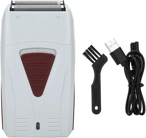 Afeitadora eléctrica, kit de recortadora de barba de lámina húmeda y seca recargable por USB con estuche de viaje para aseo del cabello de los