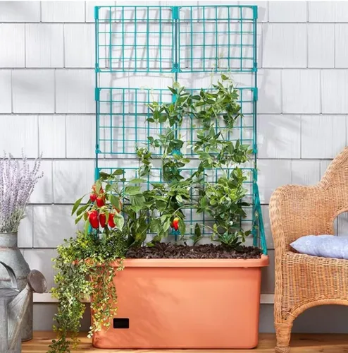 Miniatura 2 de The Lakeside Collection Maceta para verduras con ruedas y enrejado, riego automático de 58 pulgadas