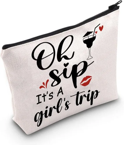 POFULL Regalo de vacaciones para niñas, regalo de viaje, Oh Sip It's a Girl, bolsa de cosméticos para niñas, regalo de viaje para niñas, Viaje de