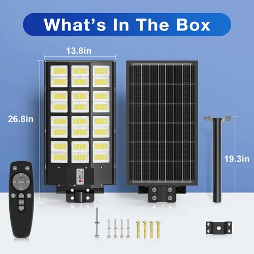 Miniatura 8 de Luces solares impermeables para exteriores, luz solar de calle de 8000 W con sensor de movimiento, luces de inundación de seguridad de 7000 K