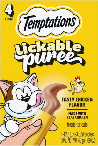 Miniatura 24 de Temptations Creamy Puree - Golosinas húmedas exprimibles para lamer para gatos con salmón, tubos de 0.42 onzas, 16