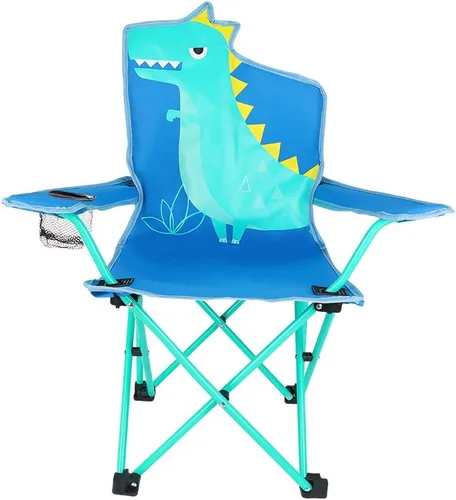 KABOER Silla plegable para césped y camping para niños con portavasos y bolsa de transporte, sillas de camping para niños Dinosaurio
