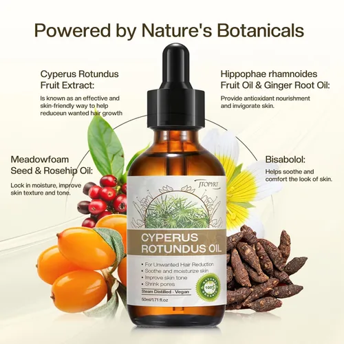 Miniatura 3 de Aceite Cyperus Rotundus para depilación: reduce la densidad de crecimiento del cabello en 8 semanas evita que los pelos encarnados sean más delgados