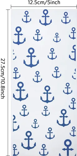 Miniatura 2 de Blulu 100 bolsas de celofán con anclajes náuticos, regalo de fiesta, bolsas de golosinas náuticas sellables con 100 lazos de regalo para cruceros