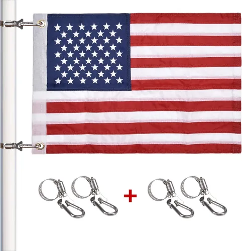 Bandera de barco marina universal con 4 kits de mástil de bandera de barco Bandera de EE. UU. con 50 estrellas bordadas Bandera de barco americana 1