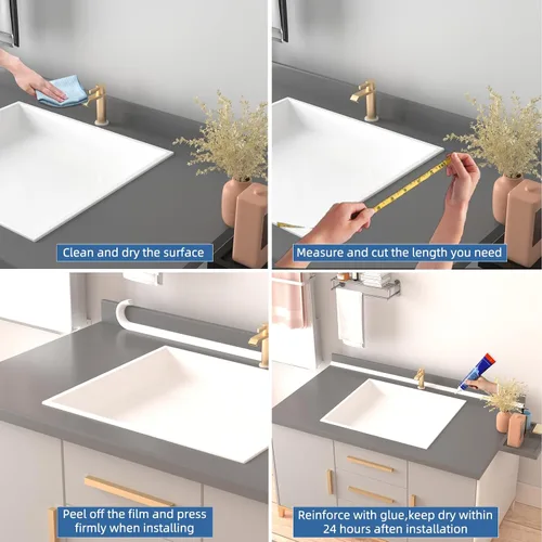 Miniatura 7 de Moldura Flexible de Cuarto Redondo, Moldura Plegable, Ribete de Goma de Silicona Despegar y Pegar para Piso, Bañera, Gabinete, Moldura de Zapato