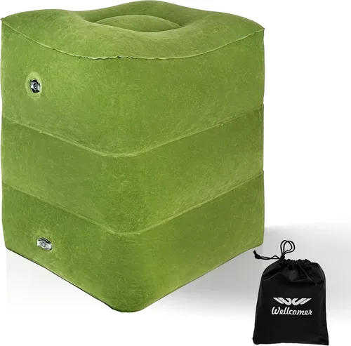 Miniatura 8 de Almohada inflable con reposapiés para viajes, cojín de altura ajustable para niños y adultos, almohada de viaje en avión, adecuada para trenes