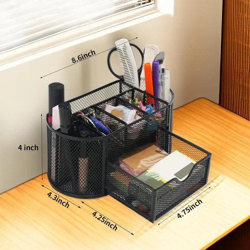 Miniatura 3 de Organizadores de escritorio y accesorios Newkita con soporte para lápices y bolígrafos, suministros con 8 compartimentos y 1 cajón extraíble