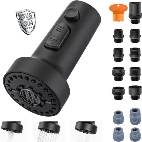 Miniatura 15 de Reemplazo de Cabezal de Grifo Extraíble: Reemplazo de Cabezal de Rociador de Grifo de Cocina de 3 Funciones con 9 Adaptadores - Cabezal de Grifo