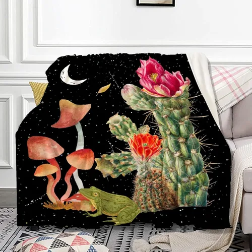 Miniatura 12 de Anuruddha Manta personalizada con nombre, manta de franela con nombre personalizado de rana floral, esponjosa, acogedora, manta de hongo y rana