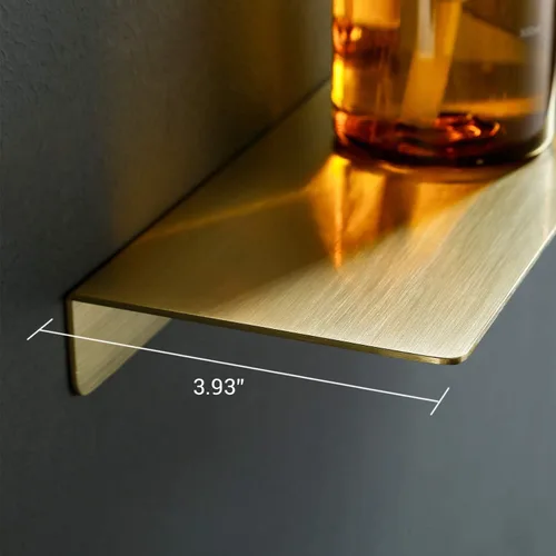 Miniatura 3 de TRUSTMI Estante flotante dorado cepillado SUS304 de acero inoxidable montado en la pared (16 x 4 pulgadas) para baño, cocina, dormitorio, sala