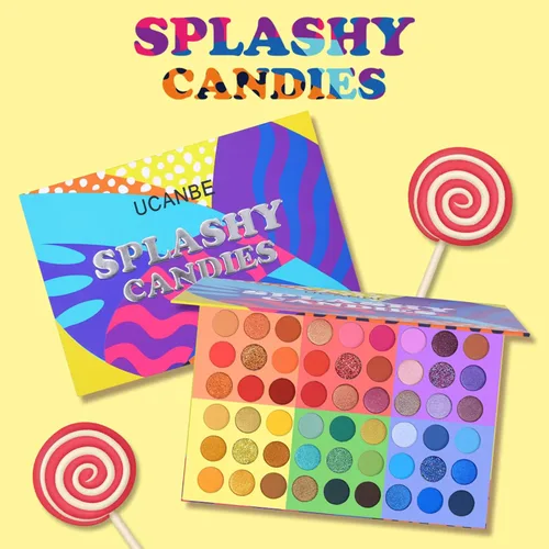 Miniatura 7 de UCANBE Paleta de sombra de ojos de 54 colores Splashy Candies + 15 piezas de brochas de maquillaje, altamente pigmento mate metálico brillante