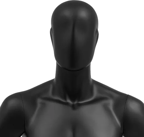 Miniatura 8 de Vestido masculino con forma de maniquí de medio cuerpo, 51-79 pulgadas de altura ajustable con soporte, brazos desmontables de costura modelo Negro