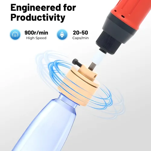 Miniatura 4 de Máquina taponadora eléctrica de mano - Herramienta de sellado de atornillado para botellas de plástico redondas de 0.394-1.181 in, color rojo