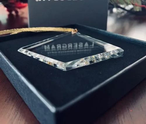 Miniatura 5 de LaserGram Adorno de Navidad de vidrio personalizado, Santa Muerte, idea de regalo personalizada grabada con láser (forma de diamante)