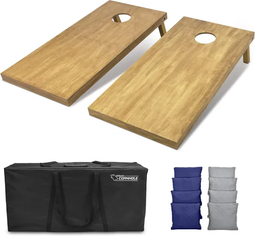 Miniatura 64 de GoSports 4 ft x 2 ft Regulation Size Wooden Cornhole Boards Set with Light Brown Finish - Includes Carrying Case and Bean Bags Negro- gris