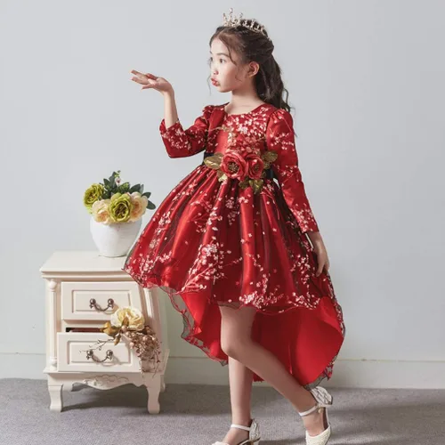 Miniatura 4 de Vestido de princesa para boda, fiesta de cumpleaños con tren, talla 3-14 años