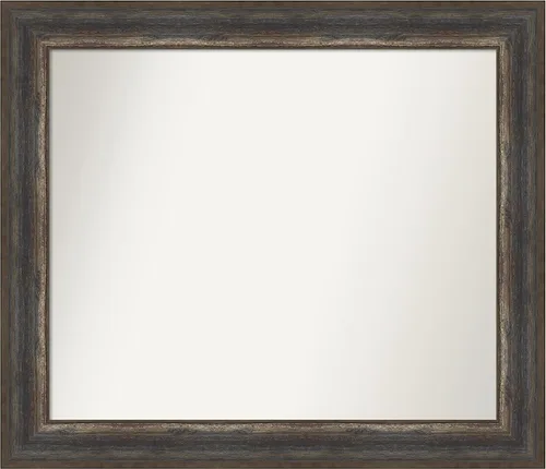 Miniatura 50 de Amanti Art Espejo de baño marrón para sobre el fregadero, 25 x 25 pulgadas, hecho a medida, espejo de tocador cuadrado marrón medio, marco de madera