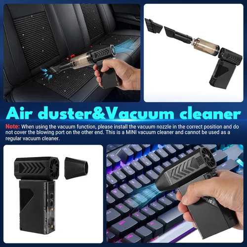 Miniatura 3 de Ventilador Turbo Potente, Mini Plumero Eléctrico de Aire Comprimido y Aspiradora, 130000RPM Soplador de Aire Portátil Recargable Inalámbrico de Mano