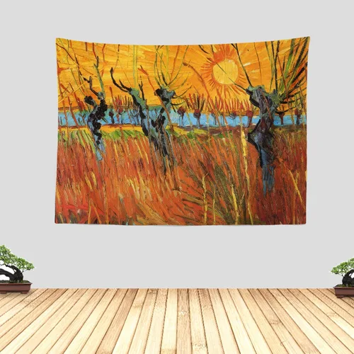 Miniatura 11 de Chitteri Vincent van gogh - Tapiz colgante de flores de almendra, 60 x 45 pulgadas, arte de pared de poliéster para decoración del hogar