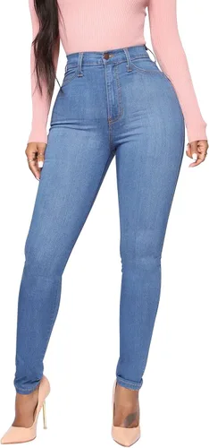 Miniatura 67 de KUNMI - Pantalones de mezclilla clásicos de cintura alta para mujer, elásticos, con efecto de levantamiento de glúteos, ajustados