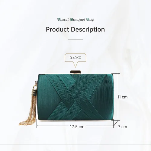 Miniatura 2 de Lanpet Bolsos de mano de noche para mujer, de satén, de seda, con colgante de borla