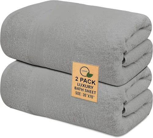 Miniatura 17 de Toallas de baño de lujo 100% algodón, paquete de 2 (35 x 70 pulgadas), súper suaves, de secado rápido y altamente absorbentes, para baño, hogar, spa