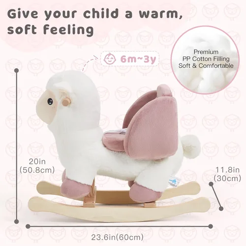 Miniatura 6 de labebe - Caballo mecedor de oveja bebé, animales mecedores de peluche para niños, balancín Ovis Aries con cinturón de seguridad para bebés de 6