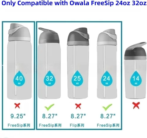 Miniatura 2 de 4 popotes de repuesto para Owala de 24 onzas, 32 onzas, popotes reutilizables con cepillo limpiador compatibles con botella de agua FreeSip de 24