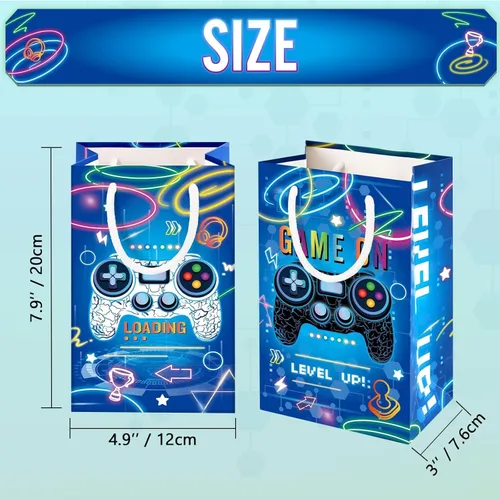 Miniatura 2 de WERNNSAI Bolsas de recuerdo de fiesta de videojuegos – 16 piezas de decoración de cumpleaños de juegos azules, bolsas de regalo, suministros