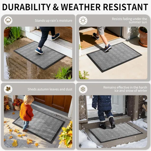 Miniatura 4 de Yimobra Alfombra para Puerta Delantera Exterior Entrada 29.5x17, Impermeable Resistente Alfombras Exteriores para Puerta Delantera, Alfombra de Gris
