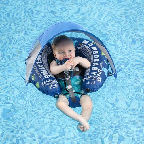 Miniatura 8 de Mambobaby Float - Flotador de natación para bebé autoinflable con toldo, flotador de piscina plegable comprimible para bebé, material suave Edición