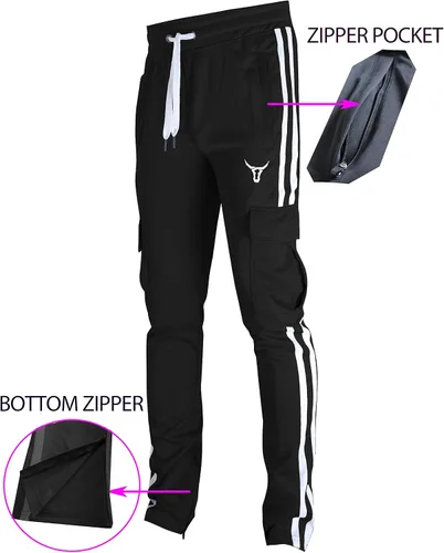 Miniatura 3 de Screenshot - Pantalones deportivos con cinta lateral estilo Hip Hop, ajuste ceñido, para hombre