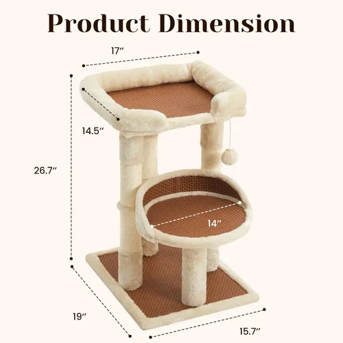 Miniatura 6 de Fansafurn Árbol de varios niveles para gatos de interior, torre moderna para gatos con camas dobles y postes rascadores, árbol para gatos grandes