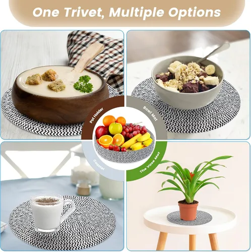 Miniatura 6 de Salvamanteles de 9 pulgadas para platos calientes, salvamanteles (juego de 4) para ollas y sartenes calientes + 1 paquete de cesta de almacenamiento
