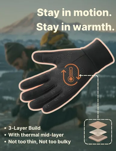 Miniatura 2 de Guantes de invierno para mujeres y hombres, para clima frío, pantalla táctil, guantes de 3 capas para correr, ciclismo, senderismo, conducción