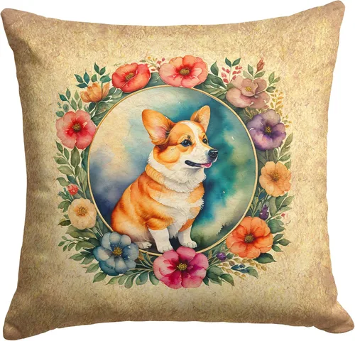 Miniatura 277 de Caroline's Treasures DAC2072PW1414 Affenpinscher and Flowers - Almohada decorativa de tela, lavable a máquina, para interiores y exteriores