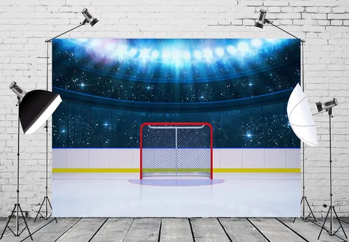 Miniatura 3 de BELECO Telón de fondo de estadio de hockey sobre hielo de 5 x 3 pies, portería de hockey, arena, escenario, juegos, aficionados, hockey