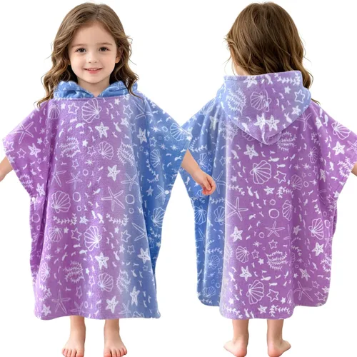 Miniatura 22 de Toallas tipo poncho con capucha para niños pequeños, de gran tamaño (2-4 años, 22 x 22 pulgadas), hechas de 100% algodón suave, toallas absorbentes
