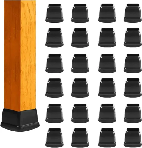 Protectores cuadrados pequeños de silicona para patas de silla con fieltro envuelto, tapas negras para patas de muebles, antiarañazos antiruido, 16