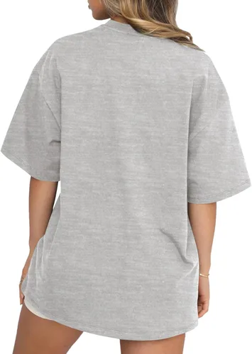 Miniatura 2 de Jesilist Camisetas de gran tamaño para mujer, de media manga, casuales, de verano, con cuello redondo