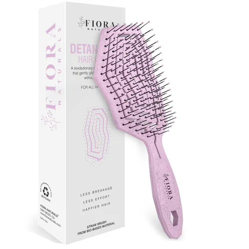 Miniatura 10 de Fiora Naturals Juego de cepillo desenredante bio-amigable, cepillo redondo y peine para mujeres - Todos los tipos de cabello: natural, fino y rizado