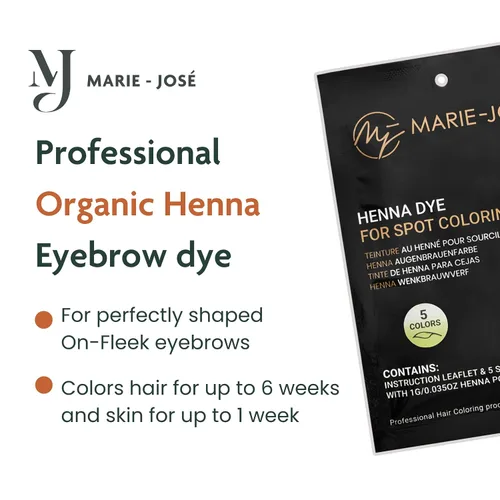 Miniatura 4 de Marie-José - Tinte de henna profesional para teñir manchas, cubre el cabello gris, retoque de raíz, bueno para 50 aplicaciones (juego de 5 colores)