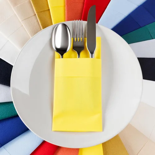 Miniatura 12 de Servilletas de bolsillo American Homesttead, paquete de 50 unidades, 15.75 x 15.75 pulgadas, papel de lino con tacto airlaid, plegadas con bolsillo