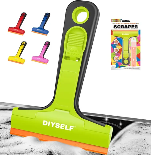 Miniatura 16 de DIYSELF Rascador de Cuchilla de Afeitar, 1 Paquete de Herramienta Rascadora con 10 Piezas de Cuchillas de 4 Pulgadas, Rascador de Cuchilla