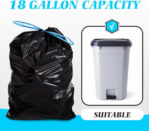 Miniatura 37 de Bolsas de basura de 7 galones, 100 unidades, bolsas de basura con cordón resistentes de Teivio, bolsas para papeleras de baño, bolsas de plástico