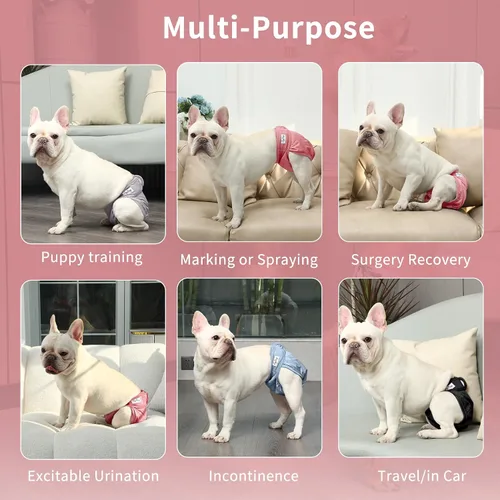 Miniatura 3 de JoyDaog Pañales para perras para perros medianos, paquete de 4 pañales reutilizables lavables premium para perritos en período de calor