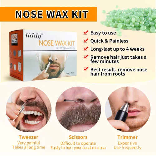 Miniatura 4 de Depilación de nariz - Kit de cera para hombres y mujeres con 1.76 oz, 20 aplicadores, 10 cápsulas, 1 taza medidora, 8 plantillas de bigote