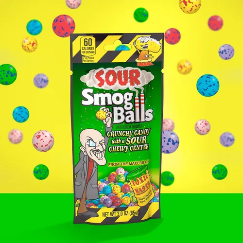 Miniatura 3 de Toxic Waste Sour Smog Balls Crunchy Chewy Surtido de Sabores Surtidos Bolsas de 3 oz Paquete de 3
